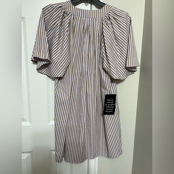 NWT Pomander Place by Tuckernuck Lilac Stripe Finley Flutter Sleeve Dress - Picture 6 of 6